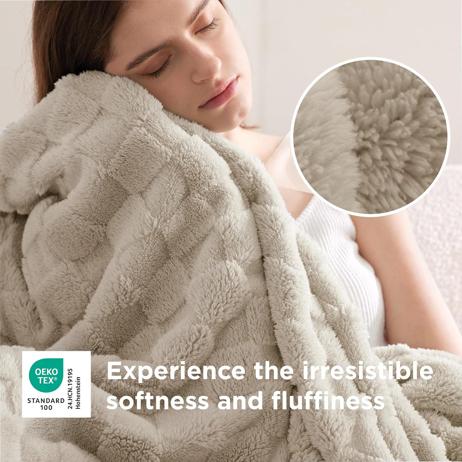 Detalle 2 de Bedsure Blanket-Checkboard-Jacquard Throw Blanket, Brown, 50 x 60 inches