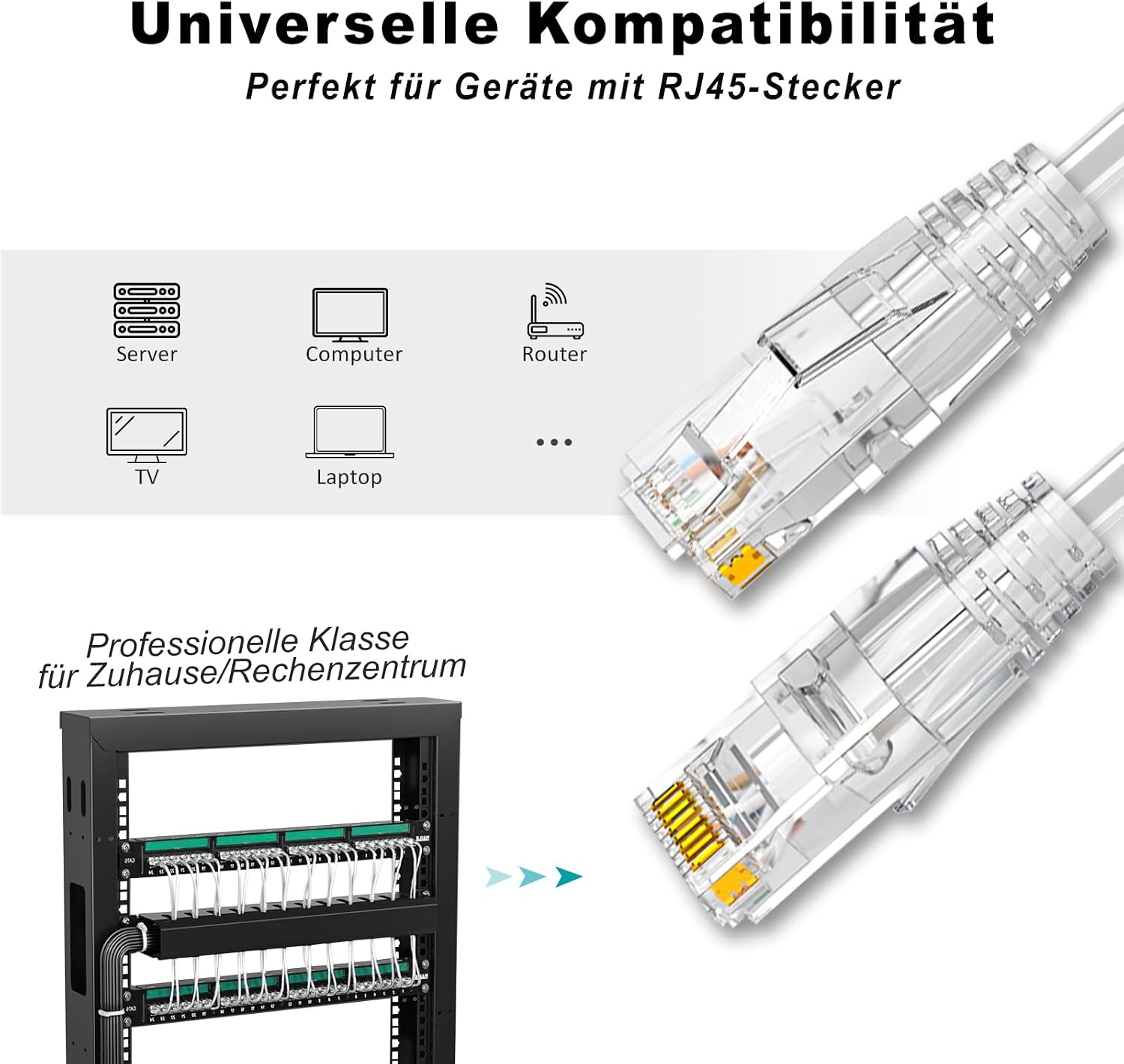 Thumbnail 3 de Ercielook Cat6a Patchkabel 0,3m Weiß | 10 Gbit/s