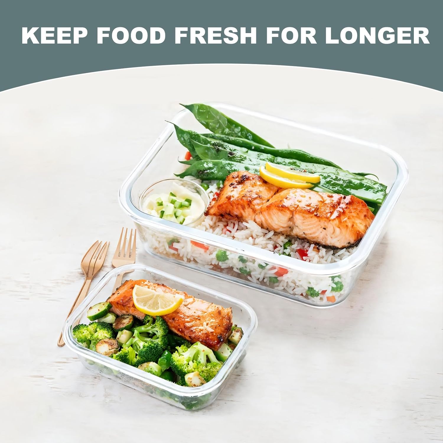 Detalle 2 de KOMUEE Glass Meal Prep 34oz ๐ฑ