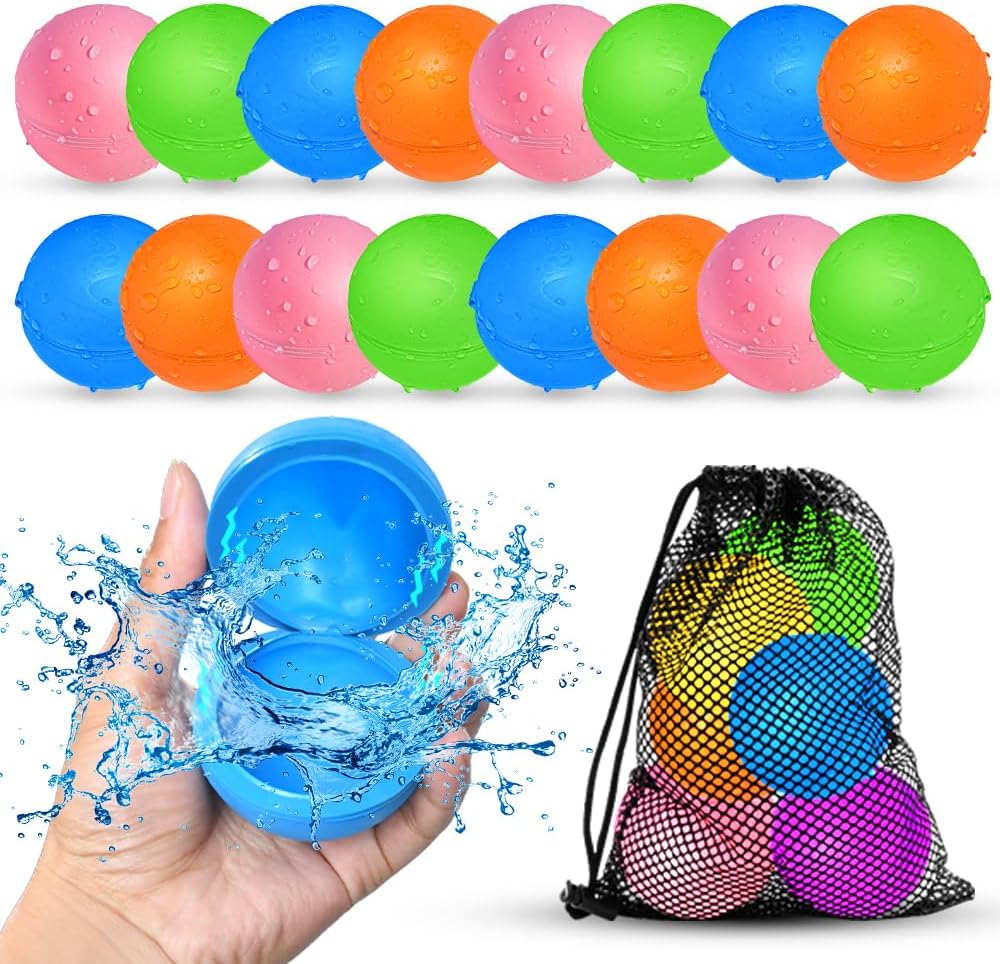 Detalle 2 de 12 Stück wiederverwendbare Wasserballons – magnetisch, silver Silikon, für Outdoor-Sommer-Spaß