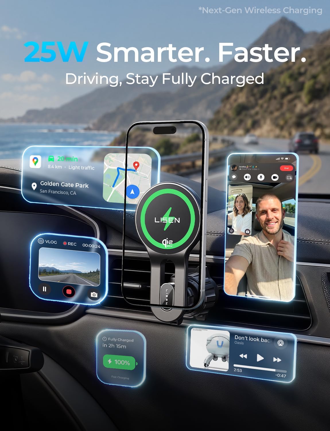 Thumbnail 4 de LISEN 15W MagSafe Car Mount Charger for iPhone 17 Pro Max