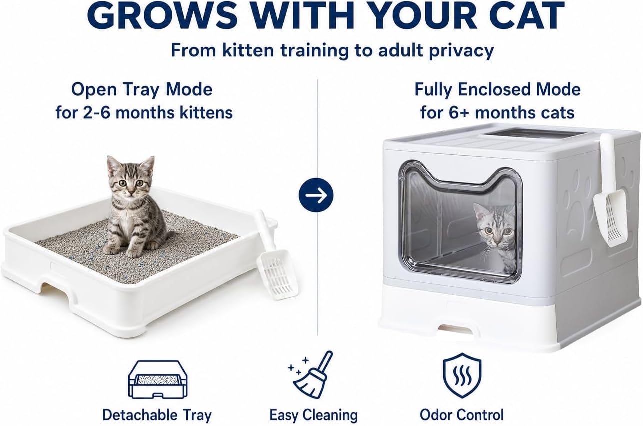 Thumbnail 2 de Medario 01litterbox Covered Cat Litter Box with Pull-Out Tray and Mat