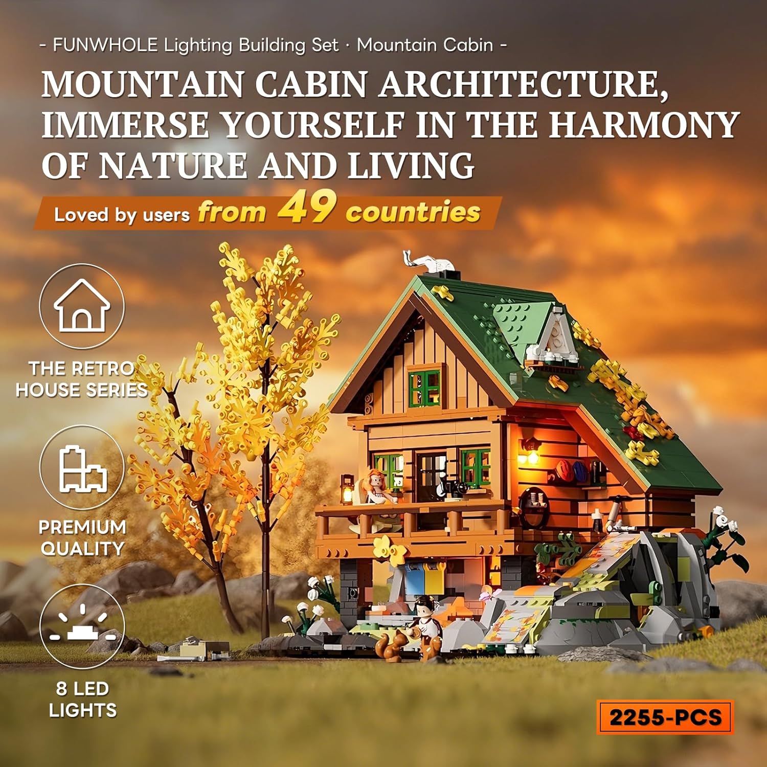 Thumbnail 1 de FUNWHOLE Cabane de Montagne Set de Construction LED – 2255 pièces, Maison dans les Arbres avec éclairage pour Adultes et Ados
