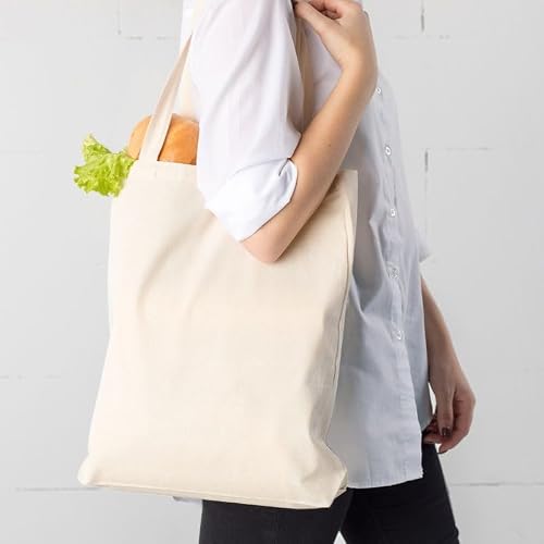 Thumbnail 1 de SAKETOS Sac en coton non imprimé pour courses et projets créatifs – 38 x 42 cm, lot de 10 pièces