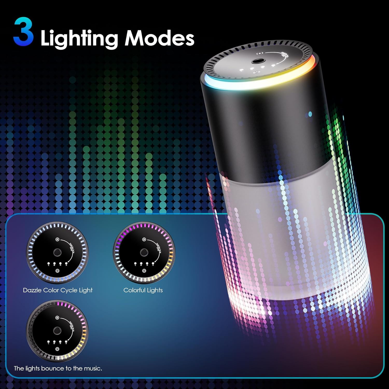 Thumbnail 6 de Klomsuw Smart Car Air Freshener (150 ML) with RGB Music Sync Light, Auto On/Off & 3-Mode Scent Control