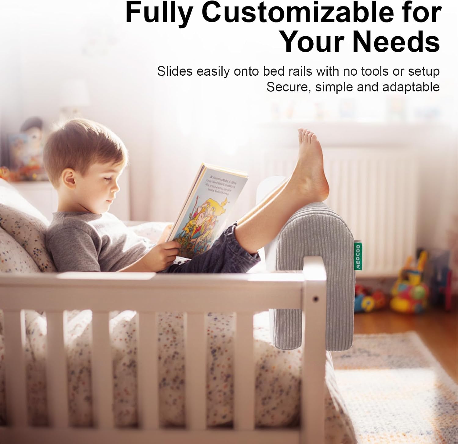 Thumbnail 6 de AEOCOO Bed Rail Bumper for Toddlers – 20cm High, 70cm, Grey