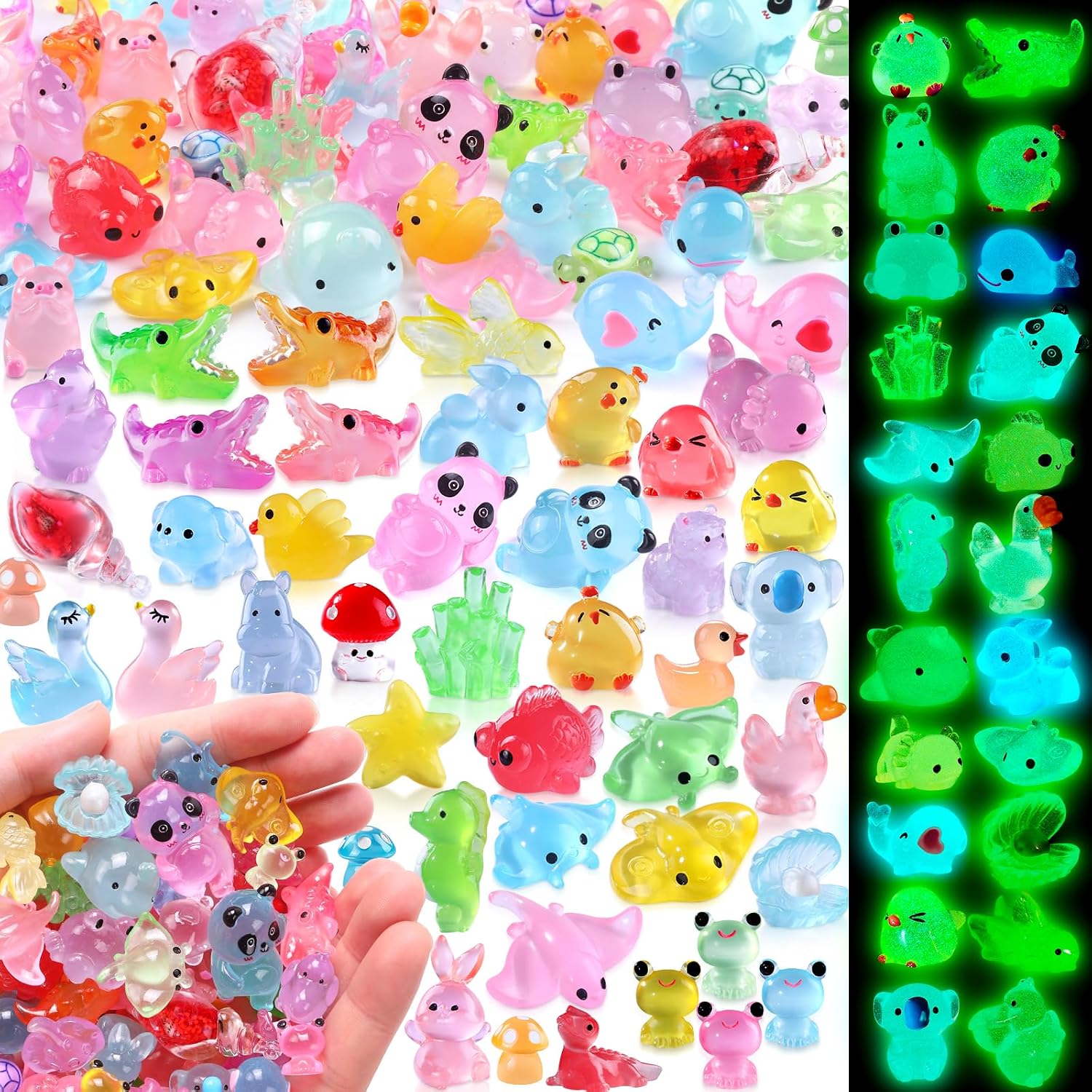 Detalle de XIMISHOP 164PCS Mini Luminous Resin Animals 🐻