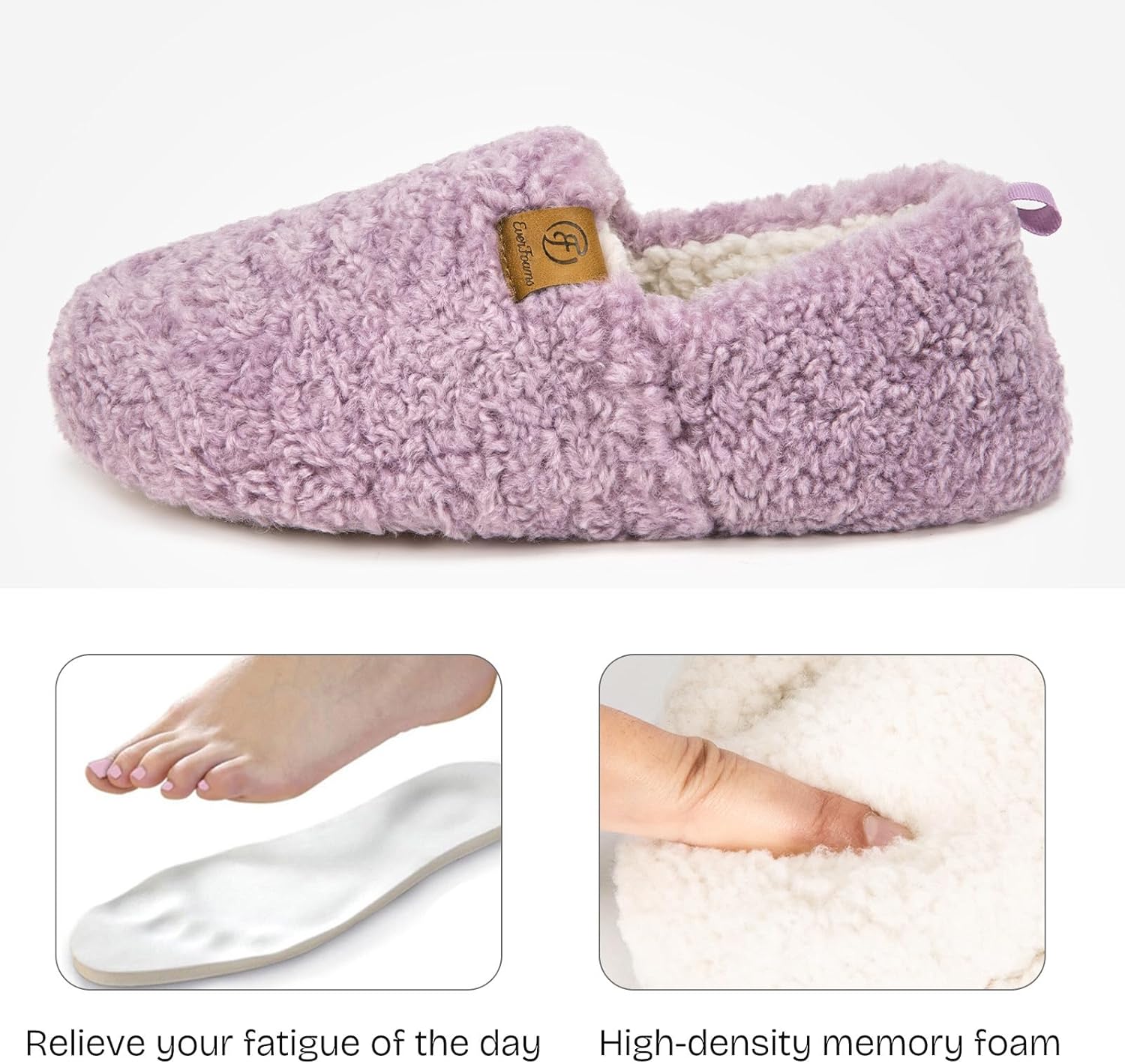 Thumbnail 3 de EverFoams Women’s Soft Curly Full Slippers: Memory Foam Comfort with Polar Fleece Lining