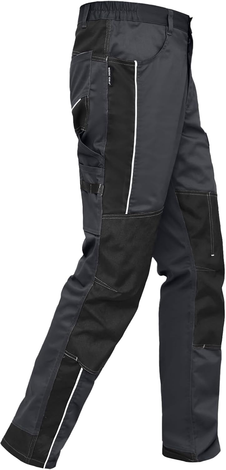 Detalle 2 de WORK IDEA Herren Stretch-Arbeitshose mit zahlreichen Taschen und Werkzeugtaschen – robust, flexibel und praktisch