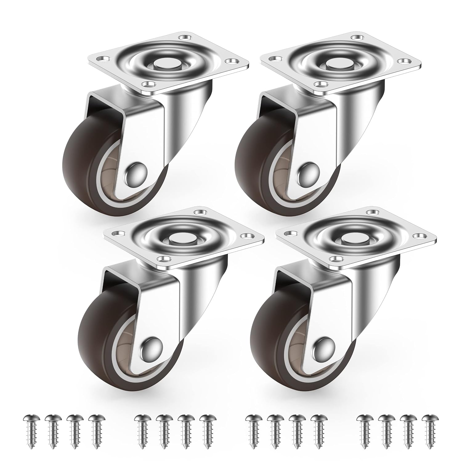 Detalle de HOLKIE 1-Inch Small Caster Wheels, 360° Swivel, TPR, Set of 4