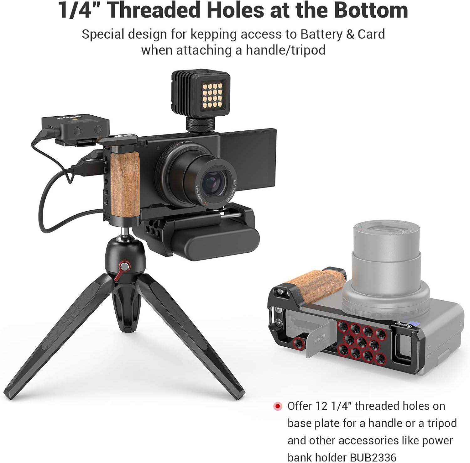Thumbnail 3 de SMALLRIG L-Platte (L-Bracket) 2936 mit Holzgriff für Sony ZV1