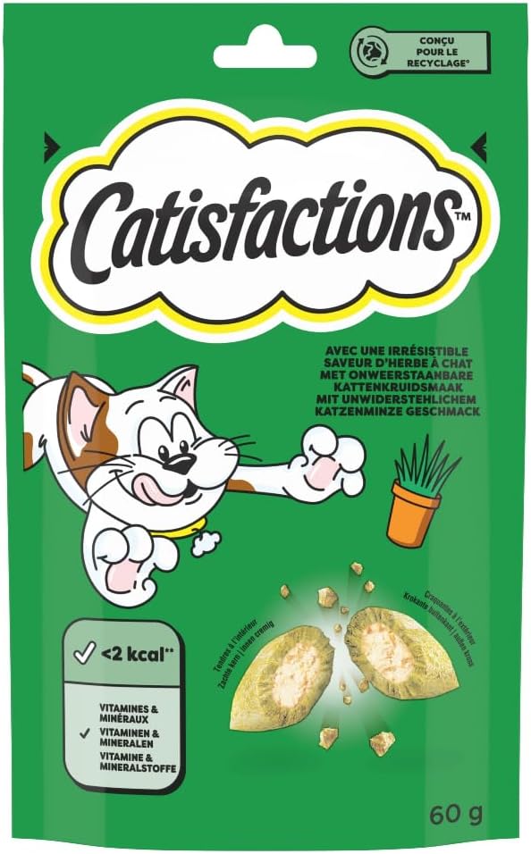 Detalle 2 de Catisfactions Friandises pour Chat – Saveur Herbe à Chat (60 g, Lot de 6)