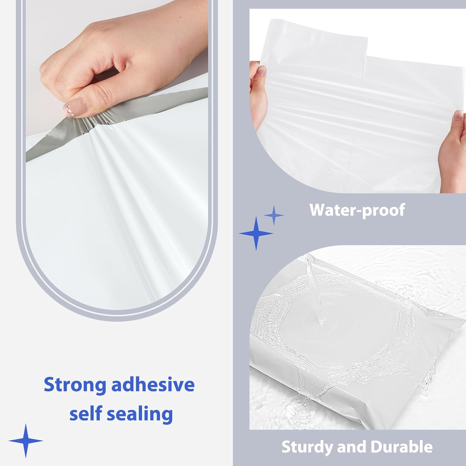 Detalle de Fuxury 17.7 x 22-Inch Poly Mailers, 25-Pack, White Self-Seal Shipping Bags
