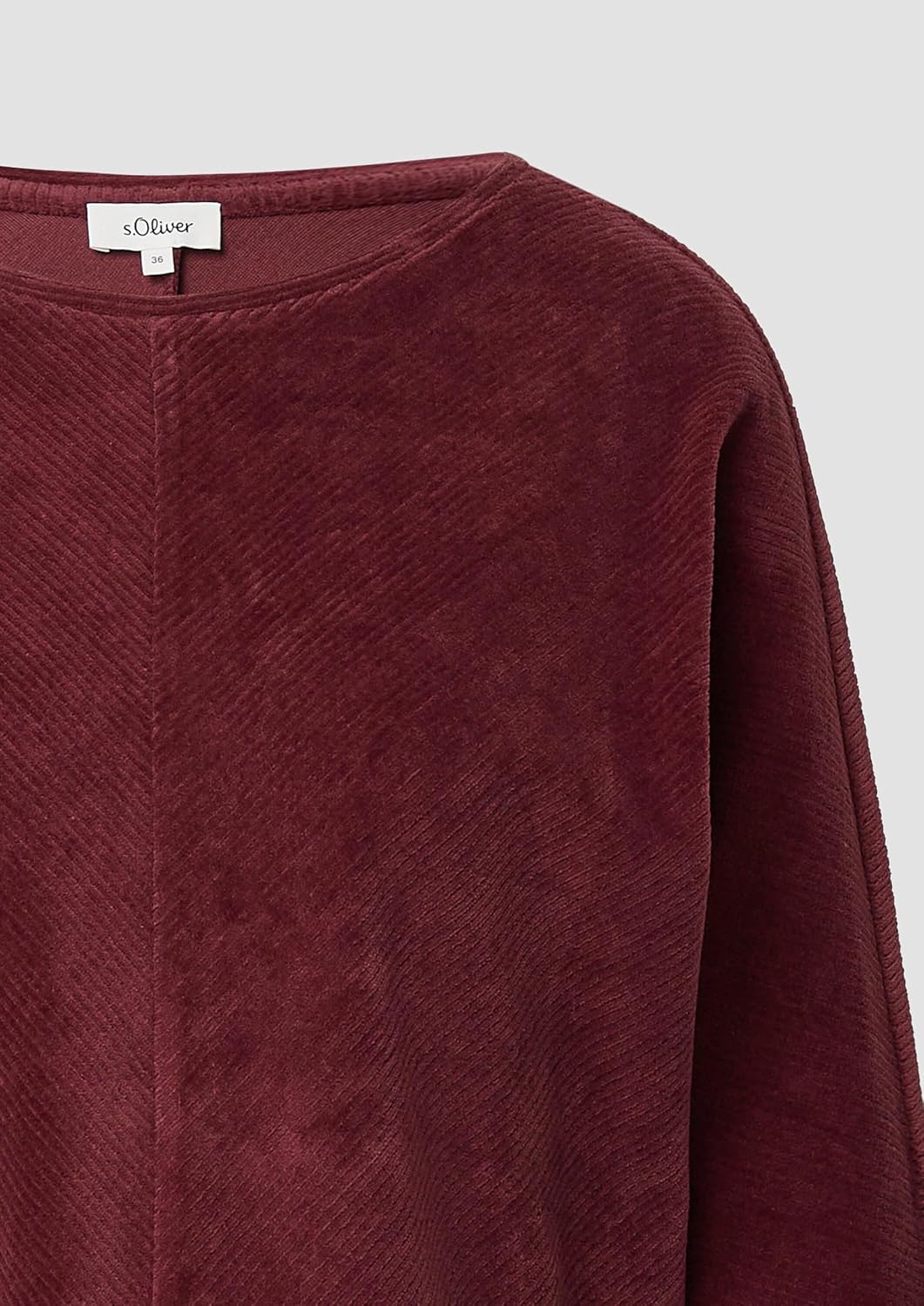 Detalle 2 de s.Oliver Cord-Shirt mit Teilungsnaht und Fledermausärmeln – lockeres Cord-Shirt aus Baumwollmix