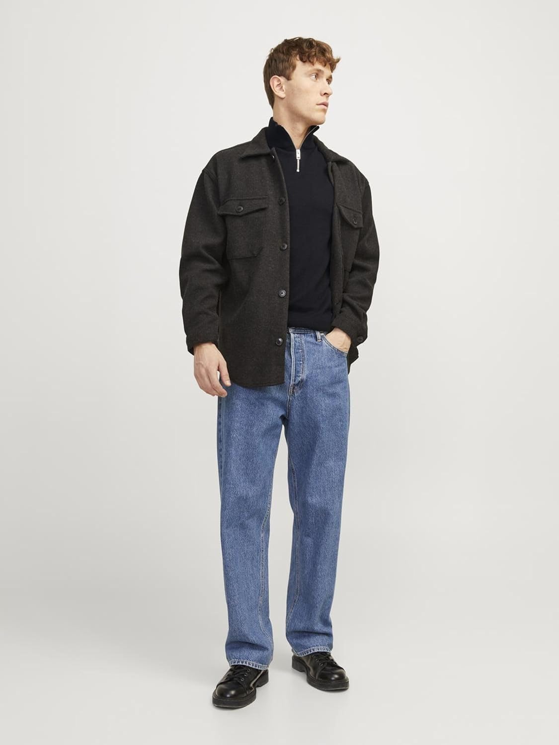 Detalle 2 de Jack & Jones Homme : gilet en tricot à quart zippé, coupe droite
