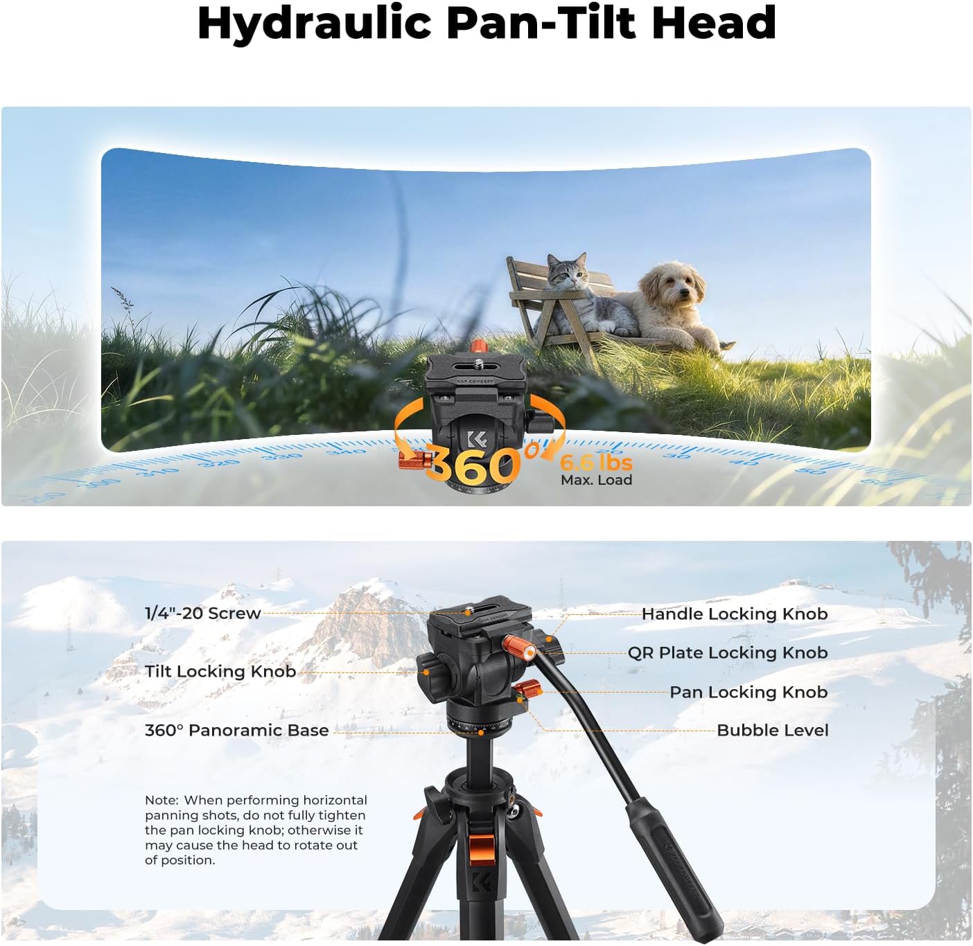 Thumbnail 5 de K&F CONCEPT 73” Camera Tripod with Fluid Head review