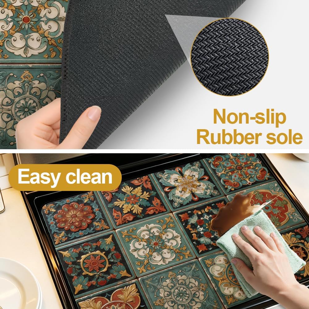 Detalle de Cmialusie ZTHY260419005 Vintage Tile Stove Top Cover, 28.35 x 20.47 in