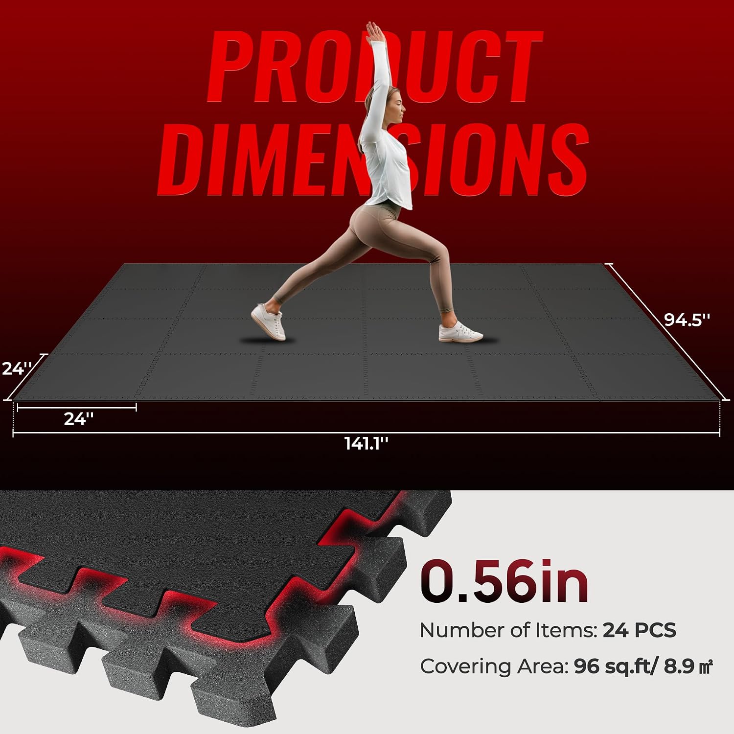 Thumbnail 4 de SUPERJARE Exercise Mats 96 Sq Ft 🏋