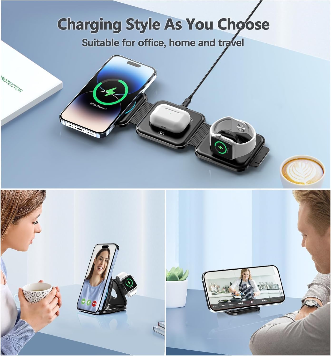 Thumbnail 3 de OneCut 3in1 Foldable Travel MagSafe Charger for iPhone, Apple Watch and AirPods