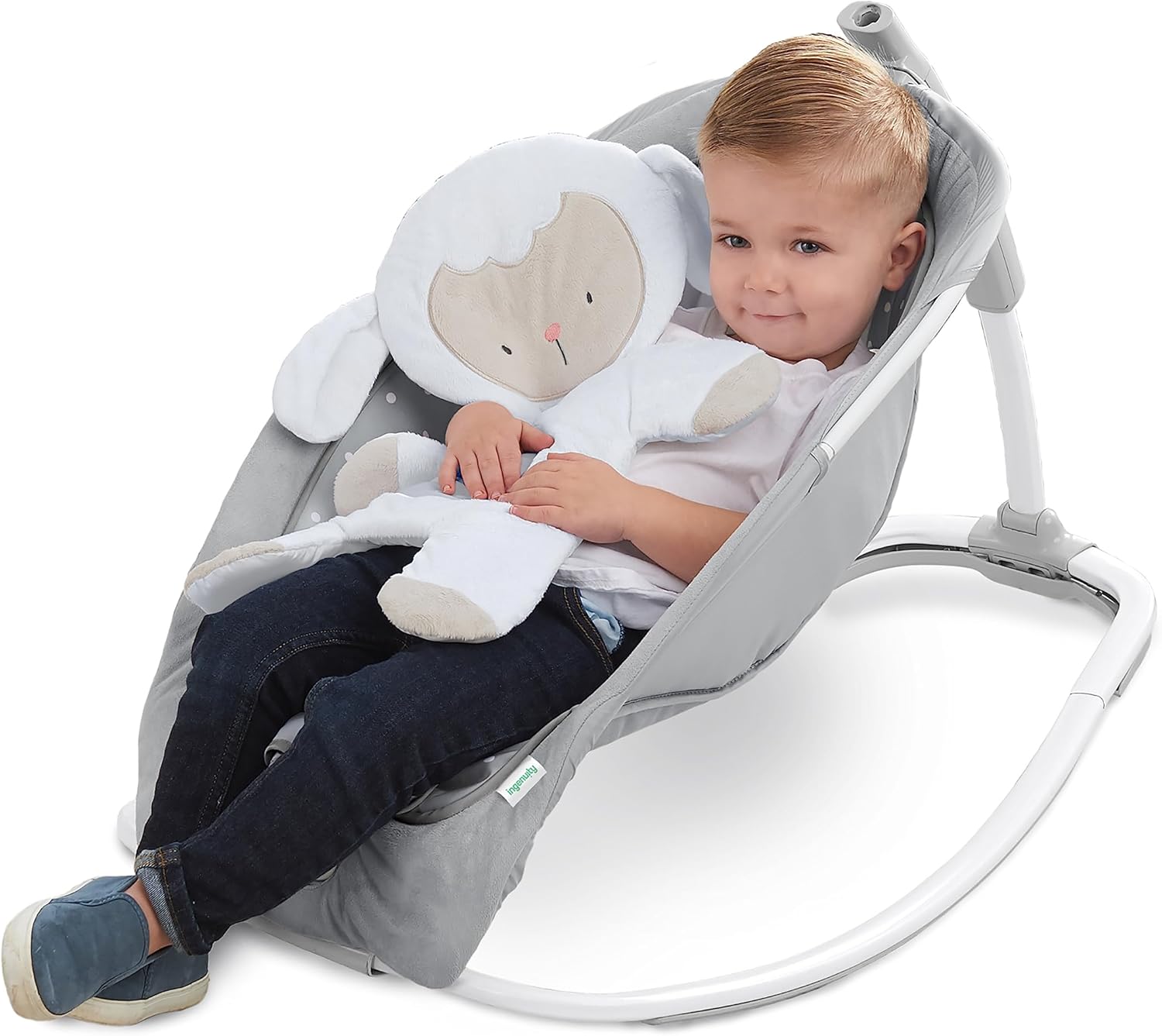 Detalle de Ingenuity Transat Évolutif et Siège Sauteur Bébé – Cuddle Lamb, 0 à 18 kg