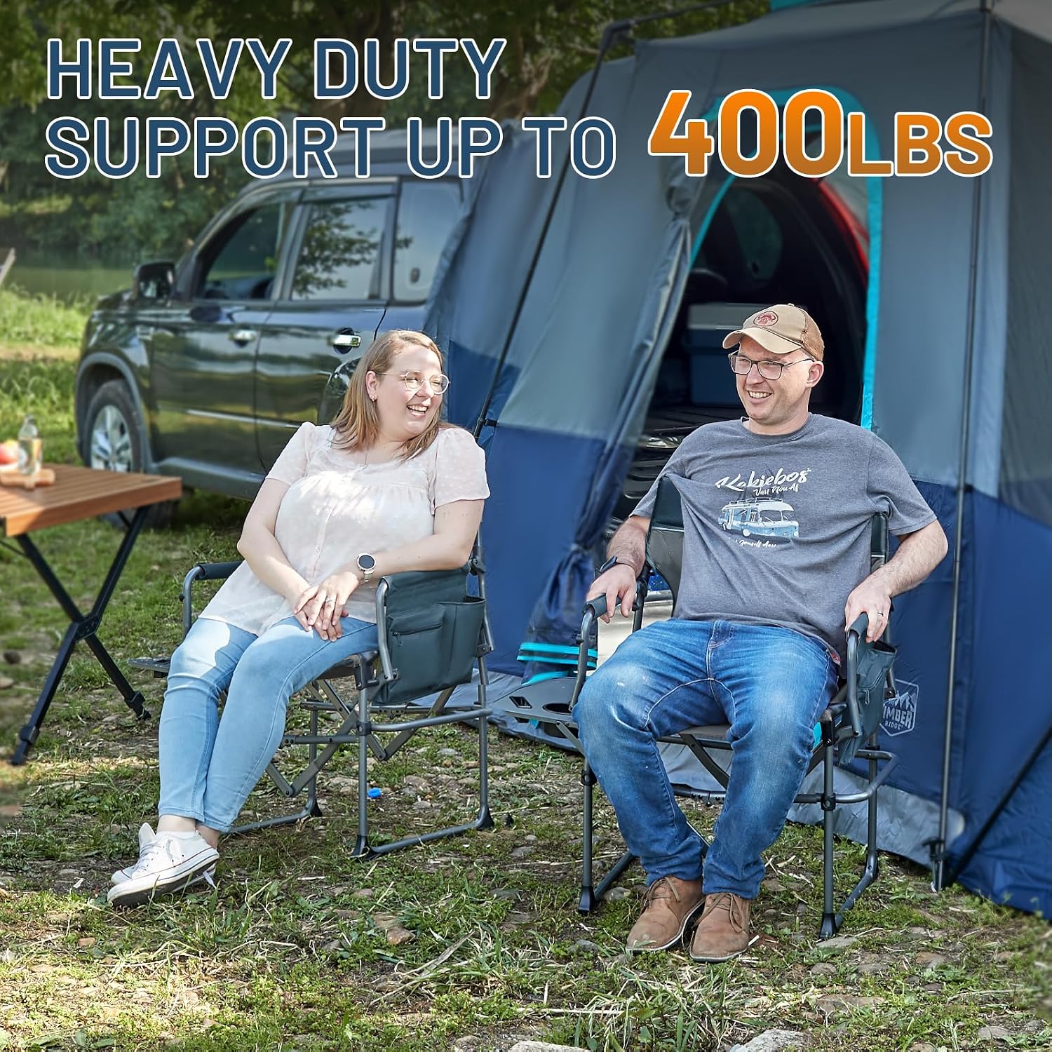 Detalle de TIMBER RIDGE TR-DC-1026 Folding Camping Chair with Side Table and Pocket