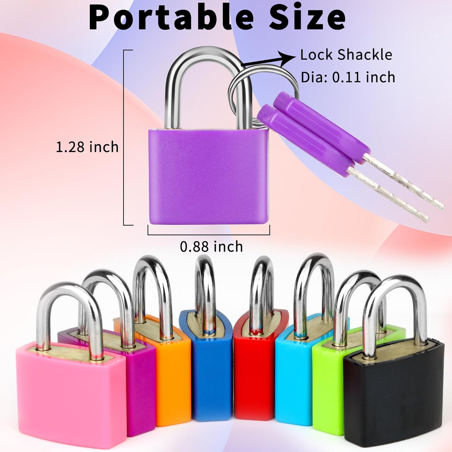 Detalle de 8 Pcs Suitcase Locks with Copper Keys – Multicolour Mini Padlocks for Bags, Suitcases and Laptops
