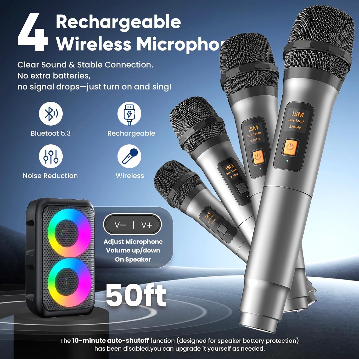 Detalle 2 de Karaoke Machine with 4 Wireless Microphones