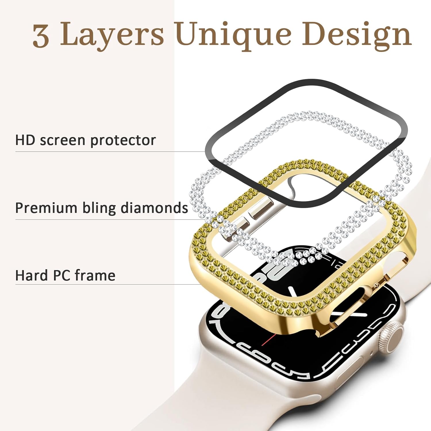 Thumbnail 2 de Newlibery Bling Watch Case with HD Screen Protector for Apple Watch 40mm (Gold)
