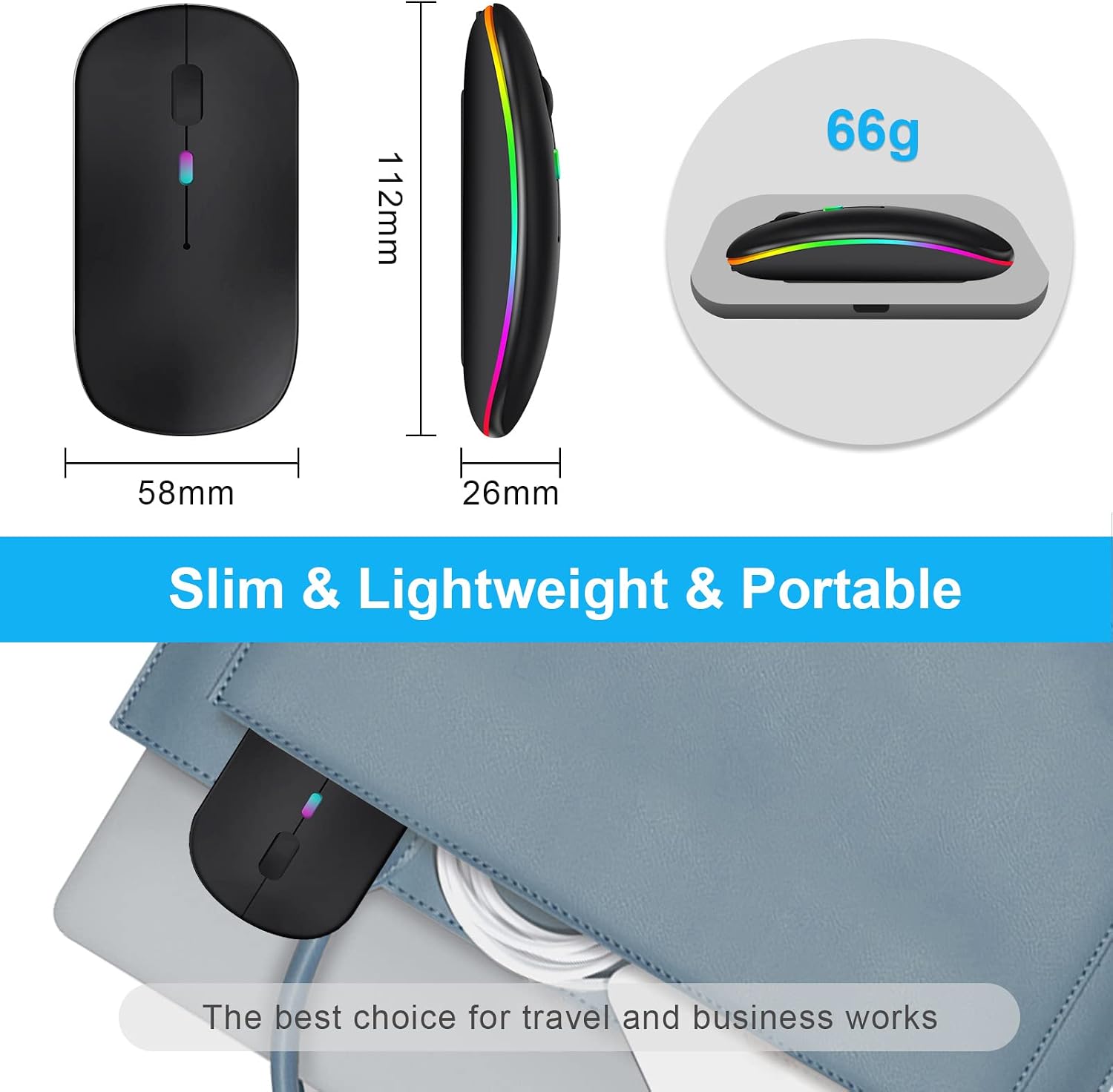 Thumbnail 5 de Kabellose Bluetooth-Maus 1600 DPI Schwarz