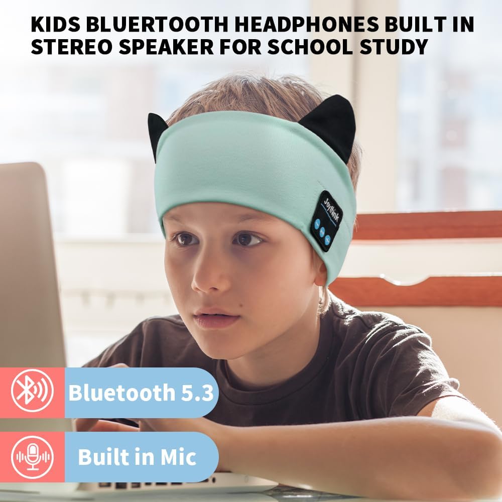 Detalle de Joythink Kids Bluetooth Headband Headphones Sleep Mask: 3-in-1 Comfort for Travel & Study