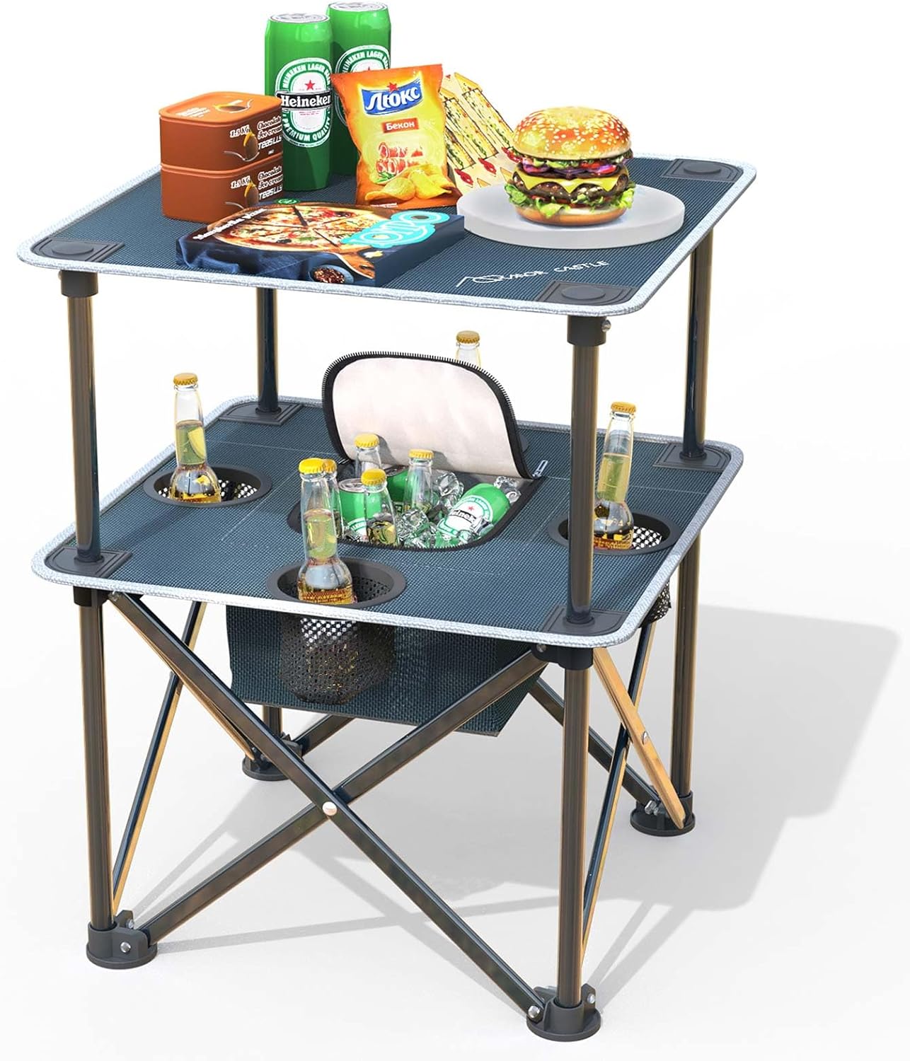 ARMOR CASTLE Folding Beach Table: Compact, Insulated Beach & Camp Table