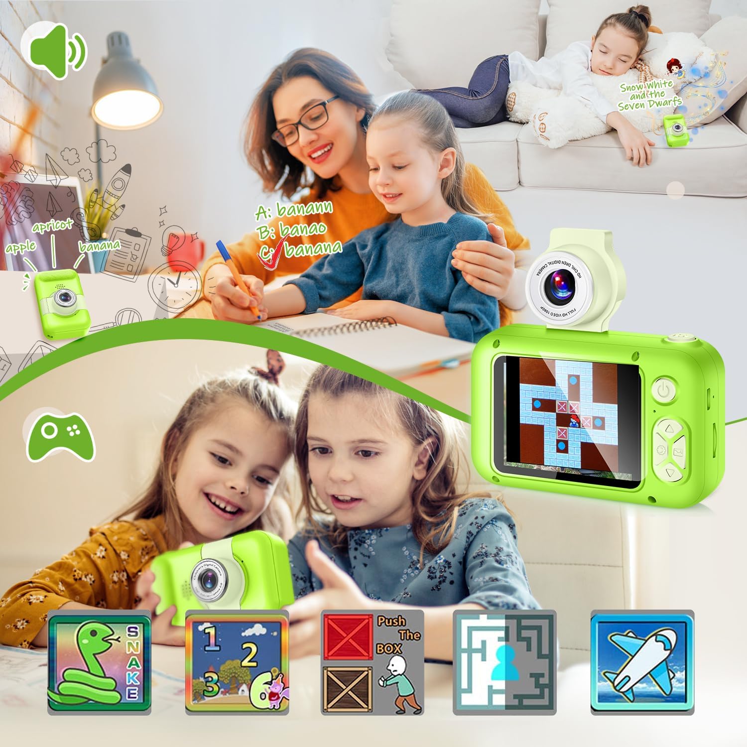 Thumbnail 4 de Appareil photo enfant ARNSSIEN X101 avec écran IPS 2,4" et objectif pivotant 180°