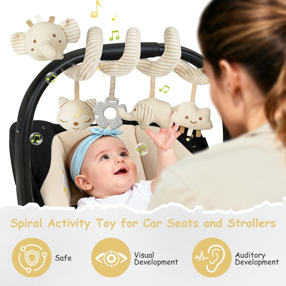 Thumbnail 2 de Vicloon Spiral Pram Toys Elephant – plush sensory rattle hanging toy for newborns (0–6 months)