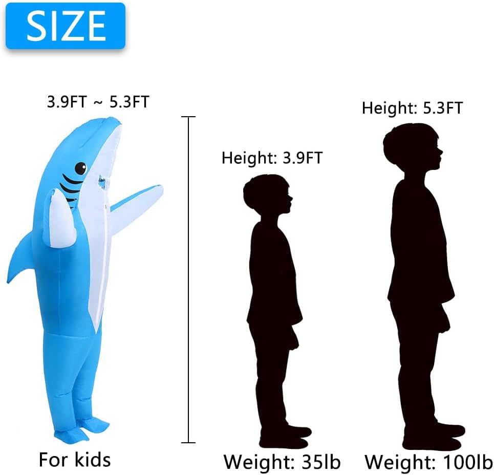 Detalle 2 de KMiKE Inflatable Shark Costume for Adults and Kids with Battery-Powered Fan