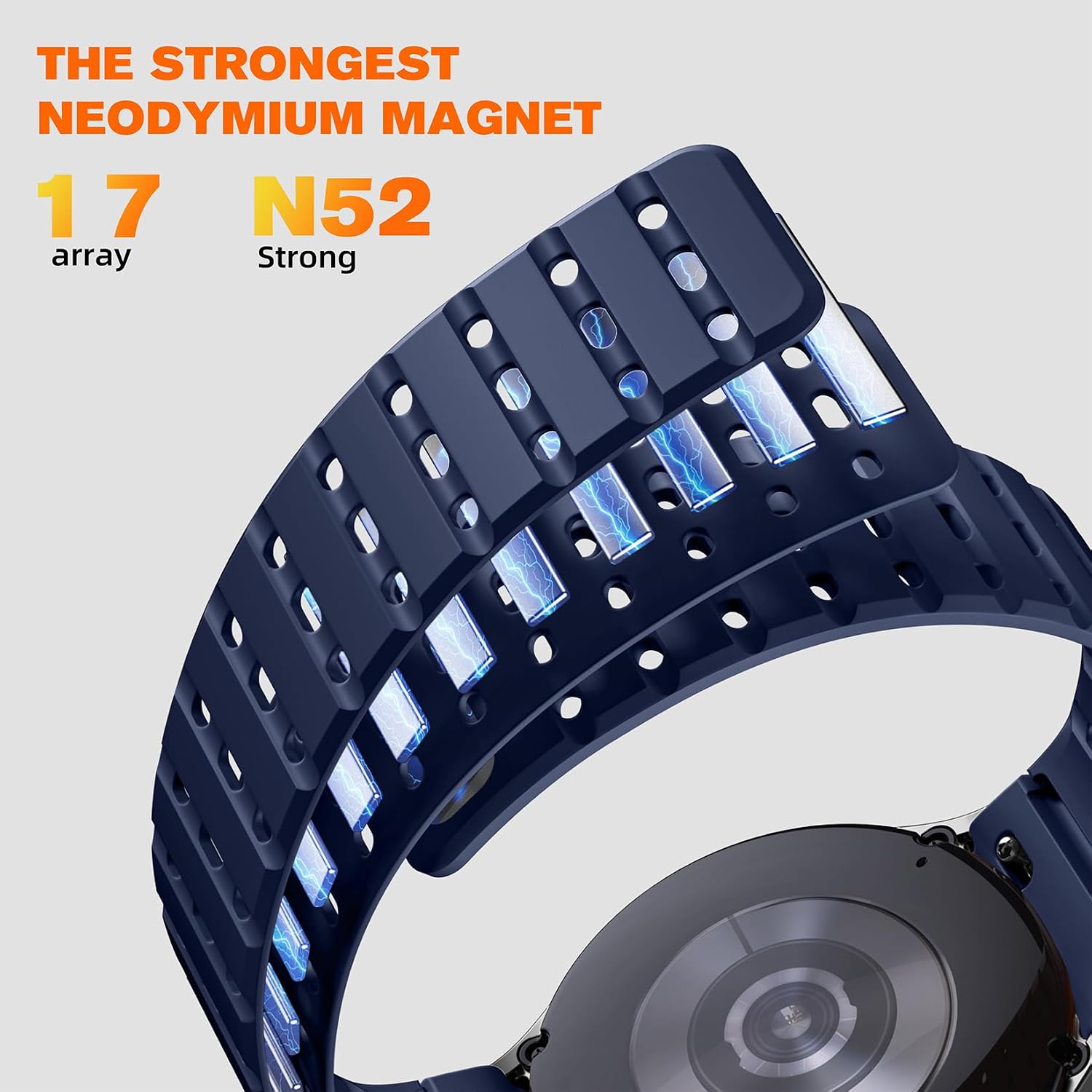 Detalle de Bandletic Magnetic Strap for Samsung Galaxy Watch 7/6/5/4 (44mm/40mm/Classic sizes) – Soft thin silicone replacement