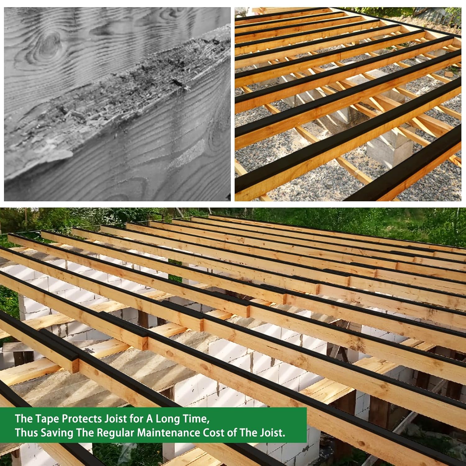 Thumbnail 5 de Felizshop Joist Tape for Decking — 4" x 50' Waterproof Butyl Tape (2 Rolls) for Joists, Beams, and More