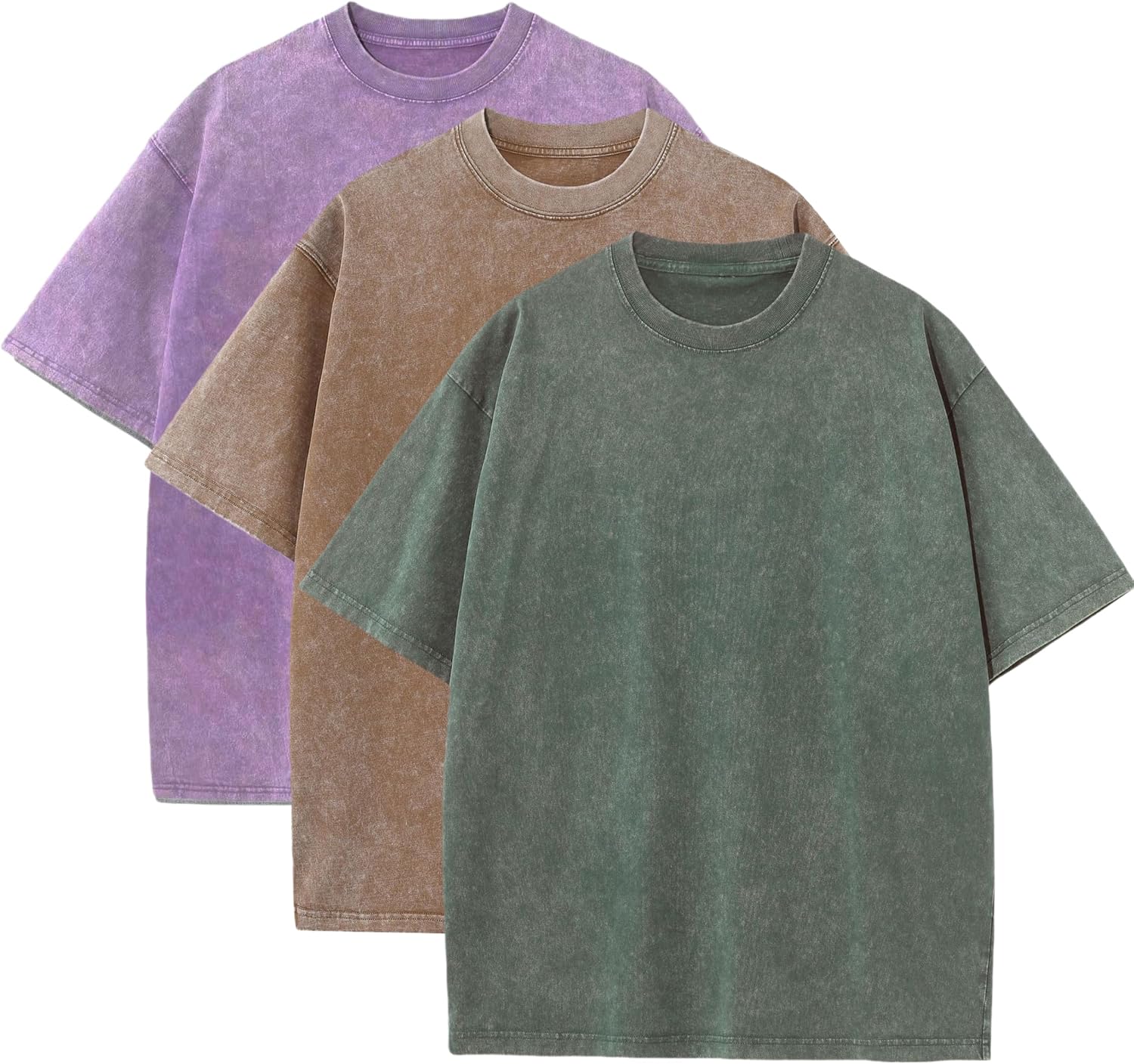 Detalle de duwqcui 3-Pack Oversized Heavy Cotton T-Shirts, Vintage Short Sleeve