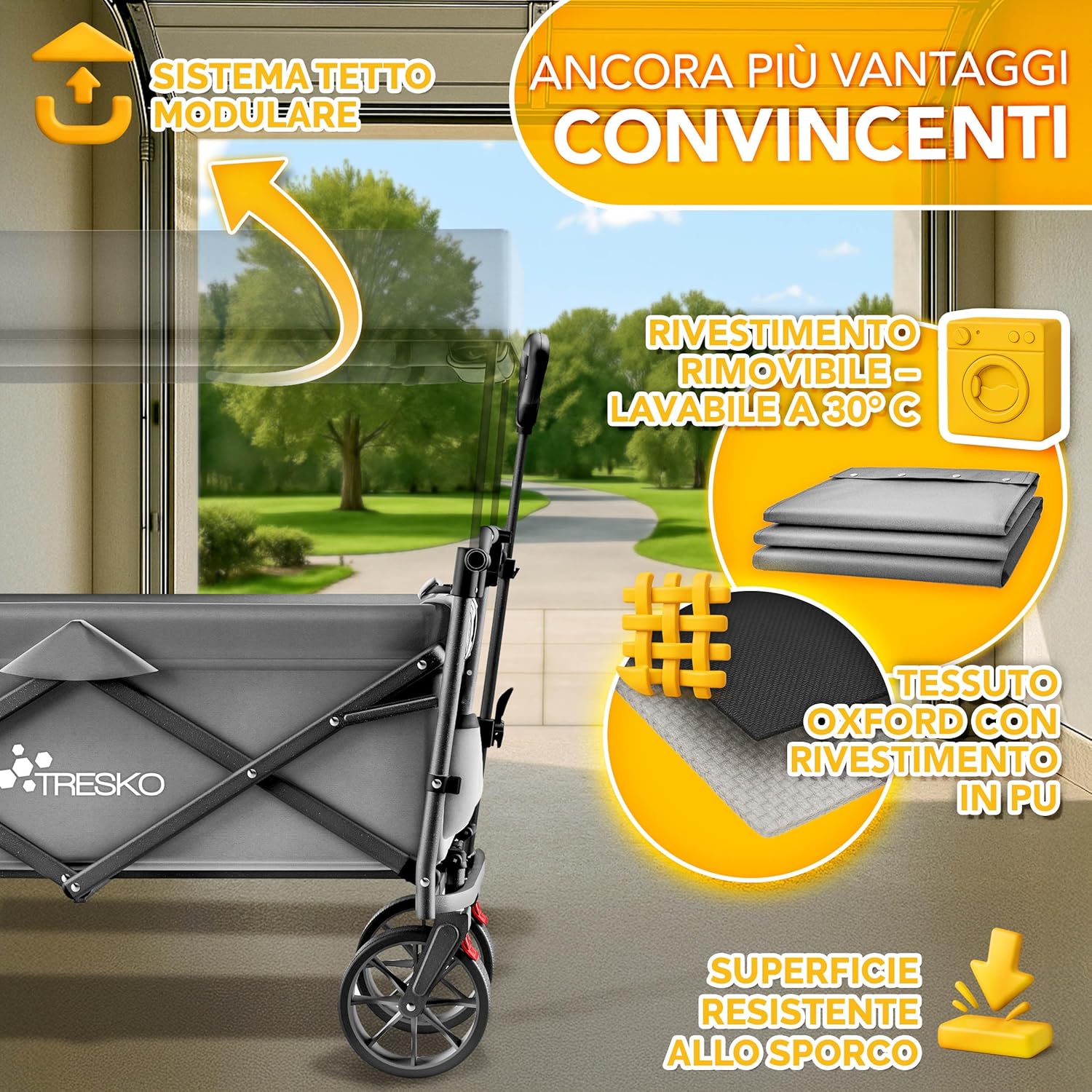 Thumbnail 4 de TRESKO Carrello pieghevole con tetto 150 kg 🛒