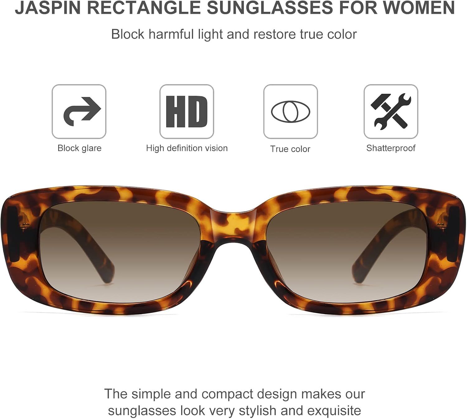Thumbnail 4 de JASPIN Rectangle Sunglasses for Women and Men, Y2K Style with UV Protection