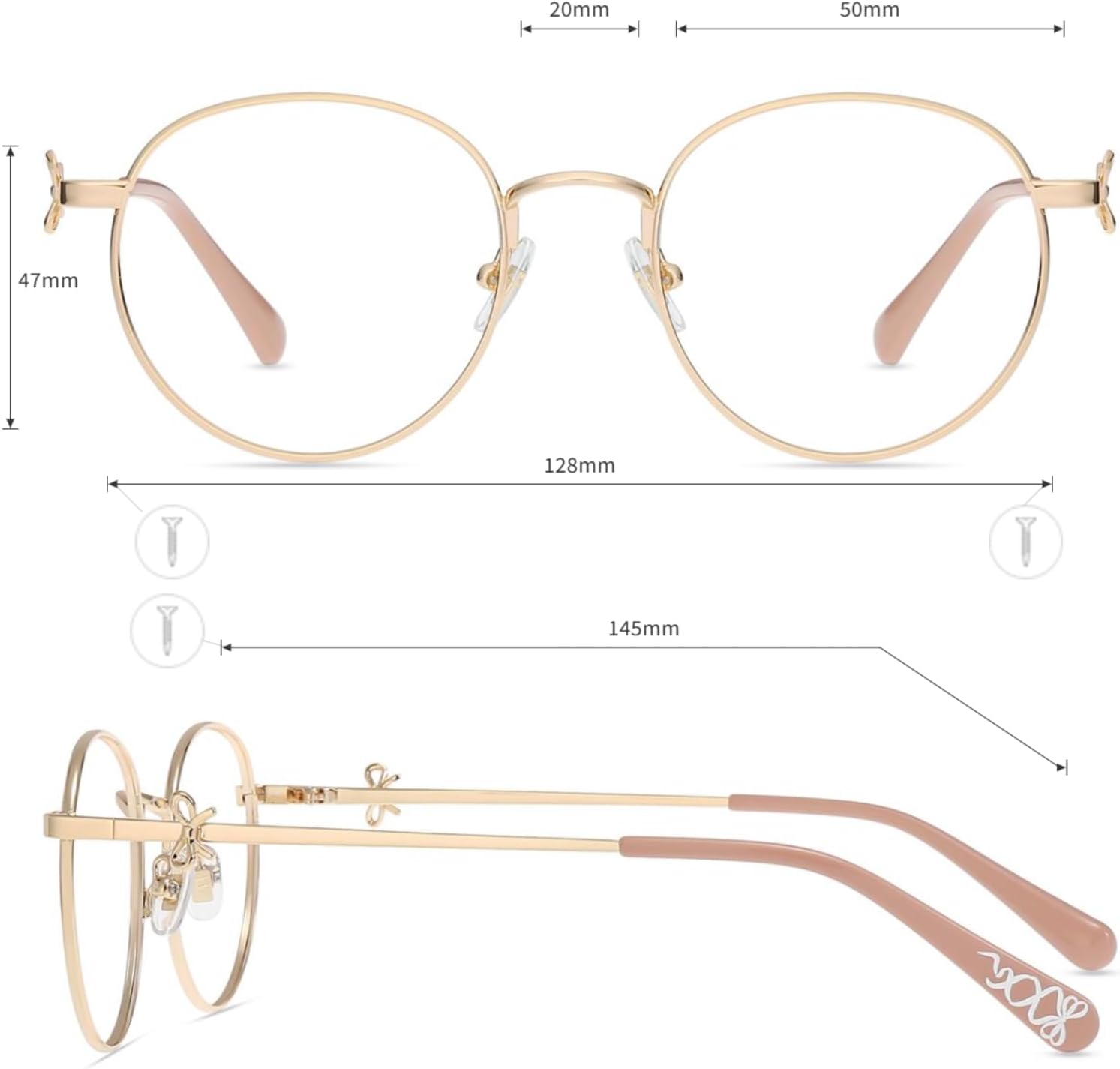 Detalle 2 de Firmoo Blue Light Blocking Glasses for Women, Retro Round Metal Frame – UV400