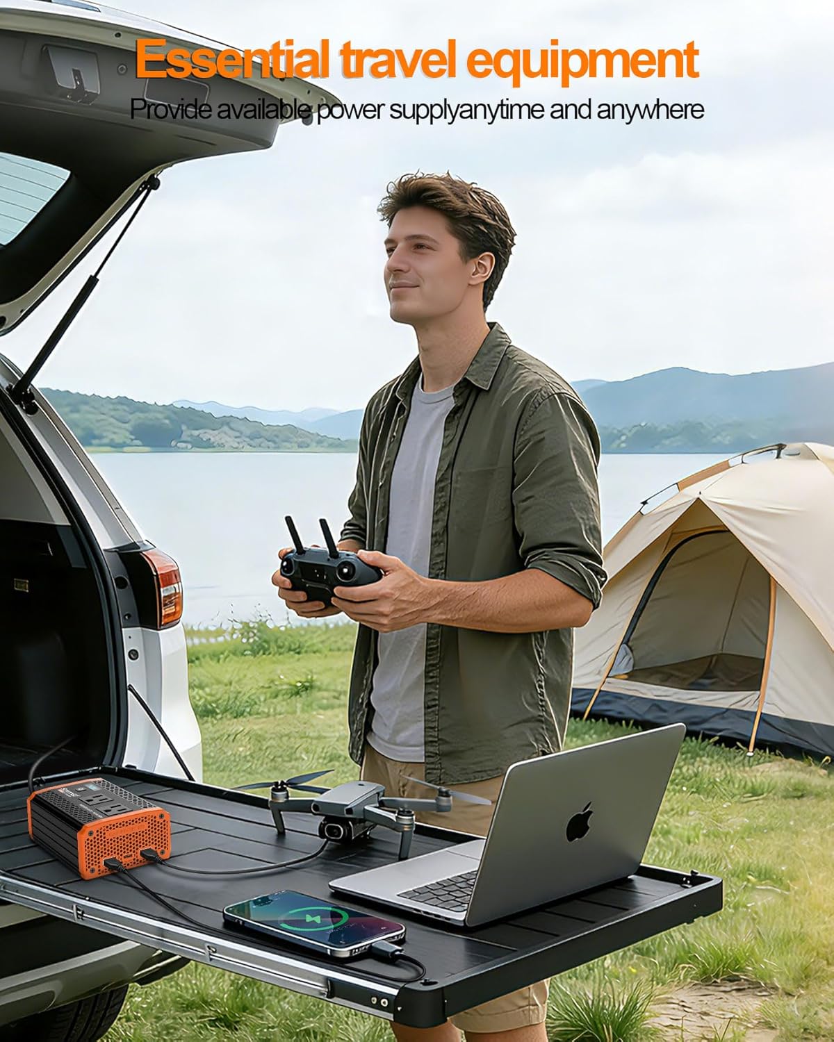 Thumbnail 4 de 400W Car Power Inverter with Dual AC Outlets and USB-C PD Fast Charging (30W)