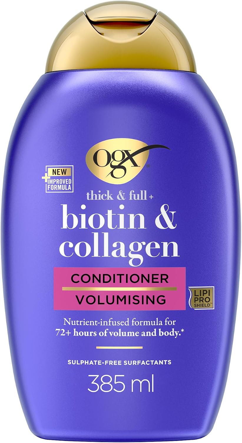 Detalle 1 de OGX Biotin & Collagen – Lot de 2 shampooing et après-shampoing Volume durable (385 ml chacun)