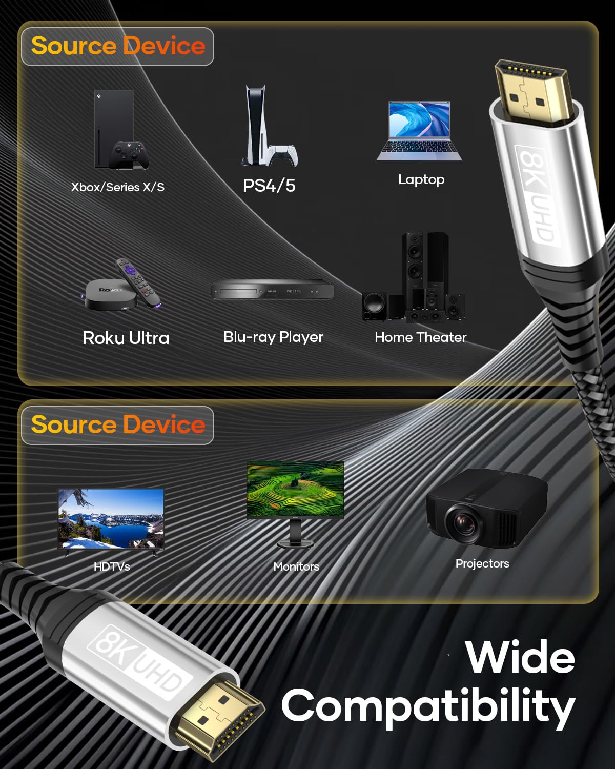 Thumbnail 4 de layajia HDMI 2.1 Kabel 5m – 8K/4K Ultra High Speed, 48 Gbps, VRR/eARC