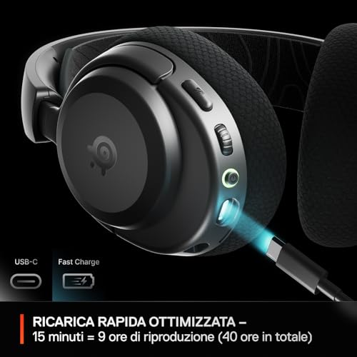 Detalle de SteelSeries Arctis Nova 3P: cuffie wireless multi‑piatto per giochi con controllo via app