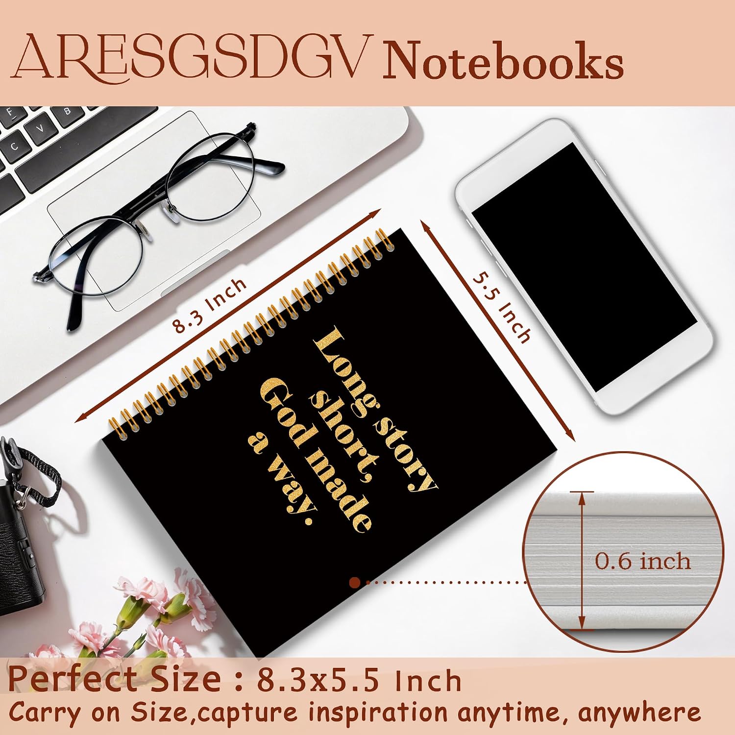 Detalle 2 de ARESGSDGV Long Story Short God Made a Way Spiral Notebook, 160 Pages