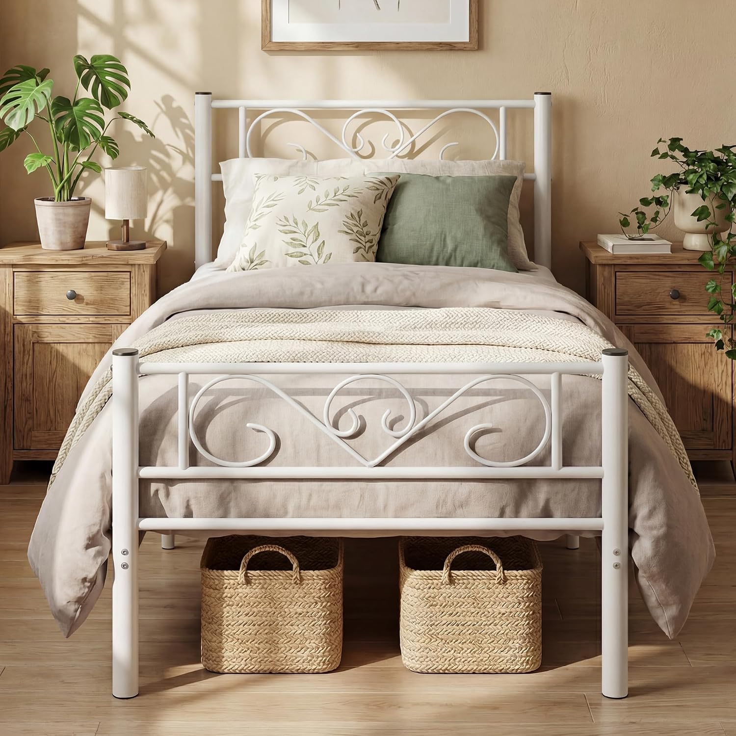 Detalle de VASAGLE Struttura Letto Singolo RMB061W01: lettino in metallo 90x190 cm per spazi piccoli
