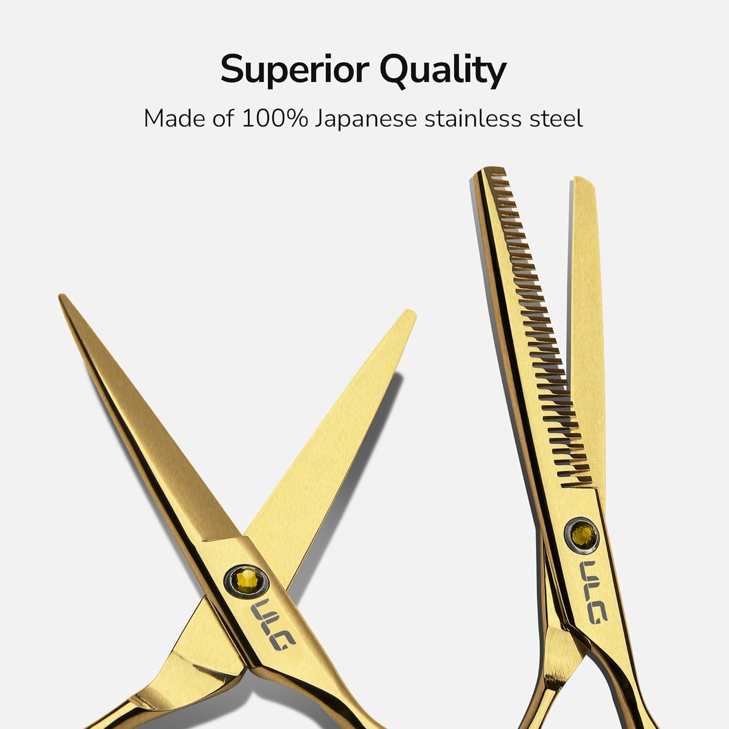 Detalle de ULG Haarschneidescheren & Ausdünnungsscheren-Set (16,5 cm) aus japanischem Edelstahl, rechtshändig