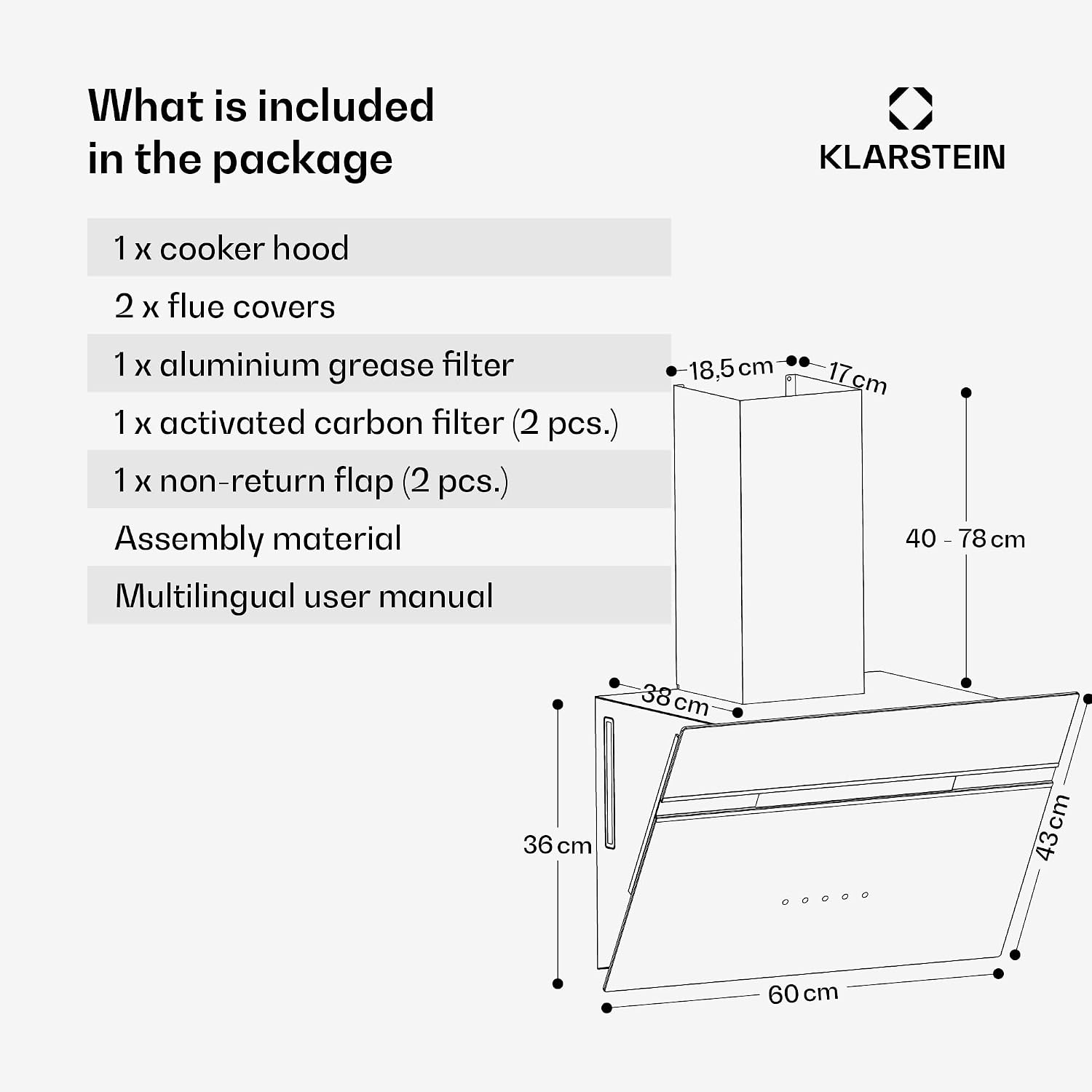 Thumbnail 6 de Klarstein Alina CGCH3-Alina 3.0-60BK Cooker Hood, 520 m³/h, A++
