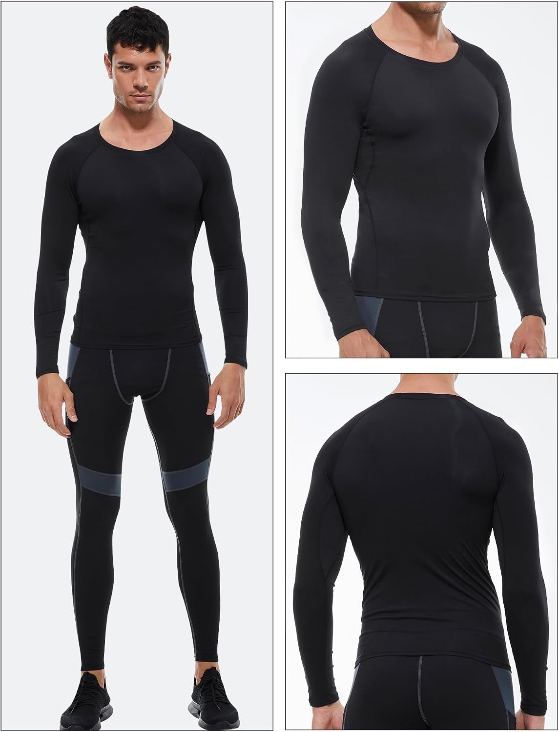 Thumbnail 1 de Yuerlian 3-pack men’s long sleeve compression base layer for gym, running and training