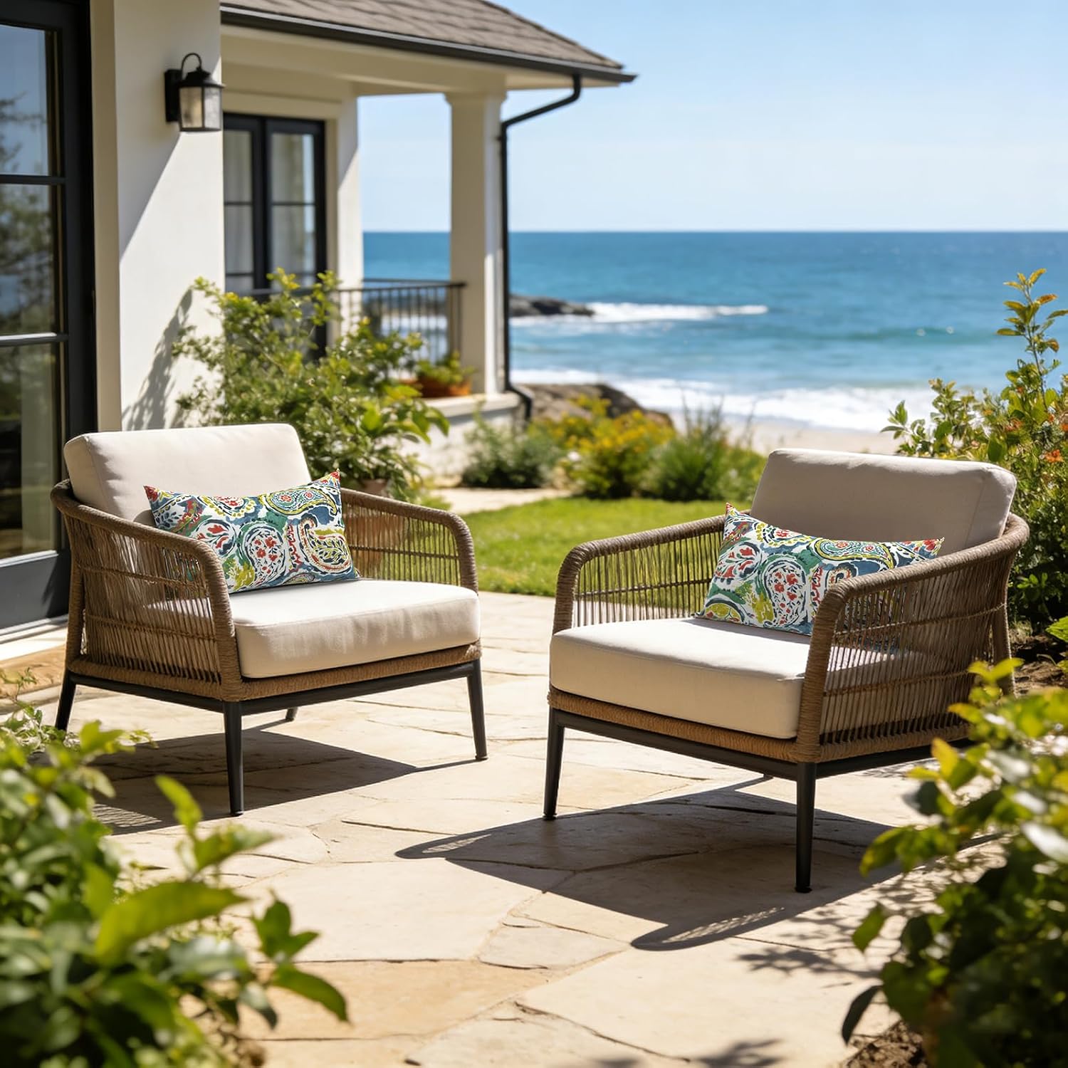 Thumbnail 6 de LVTXIII Paradise Paisley Outdoor Lumbar Pillow Covers, Set of 2, 12" x 20